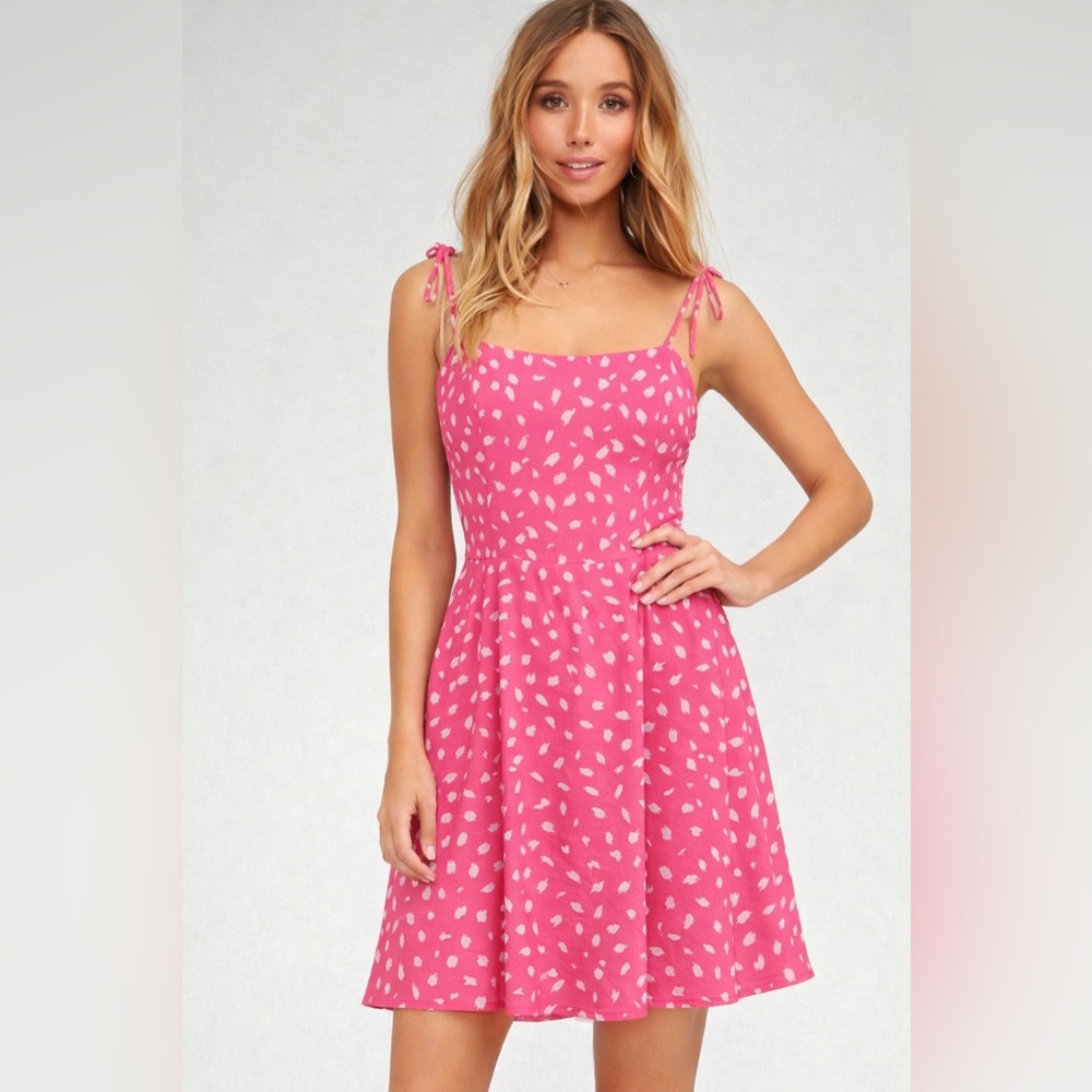 Social Light Spaghetti Strap Mini Dress Pink & White Size Small Like New
